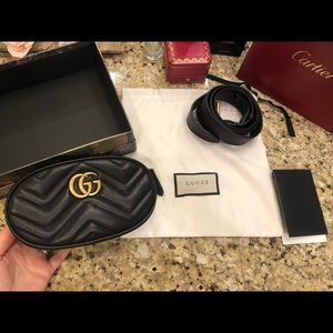 Gucci GG Marmort Matelesse Leather Belt